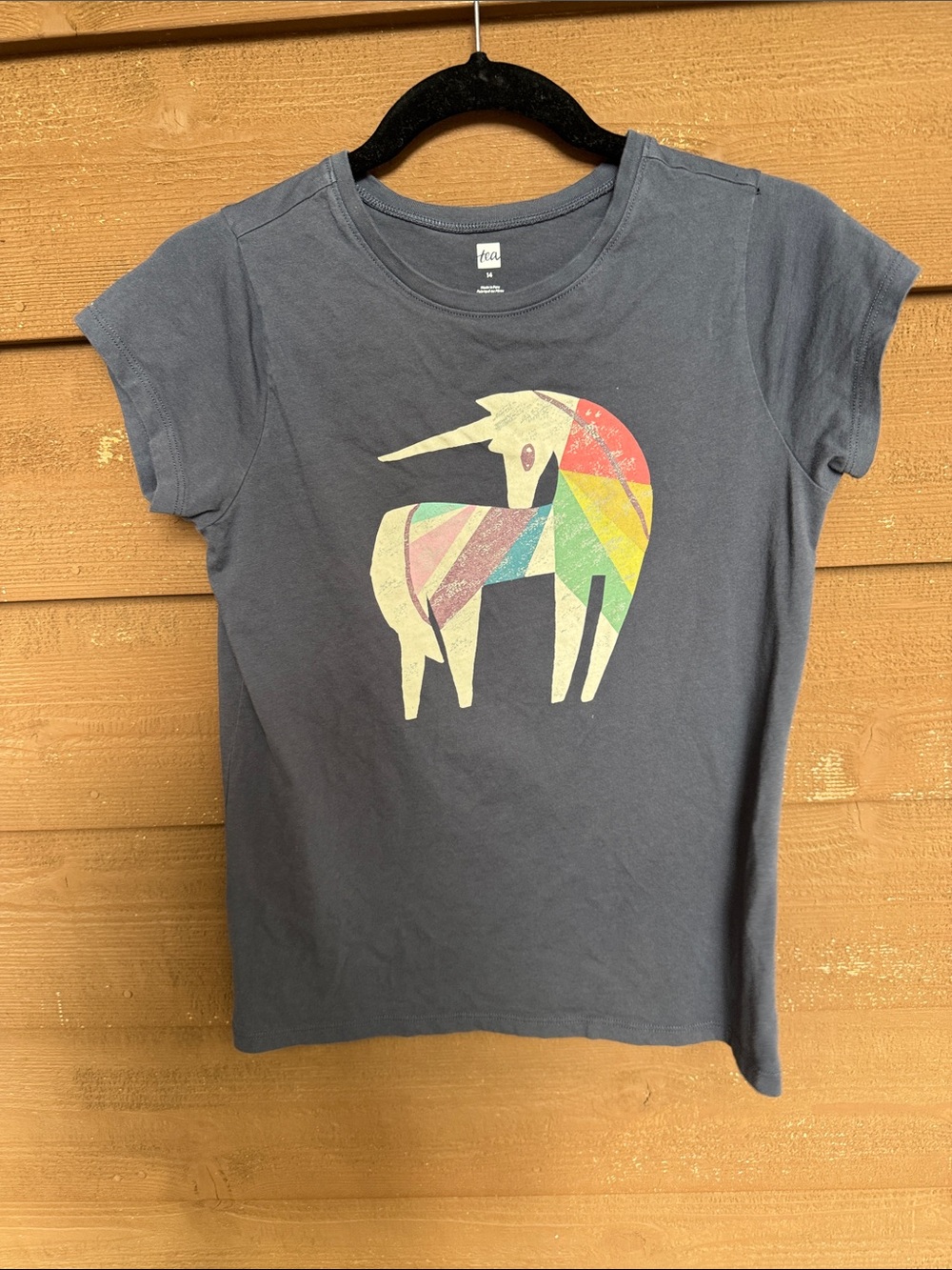 Tea Collection Gray Short-Sleeve Unicorn Graphic Tee size 14